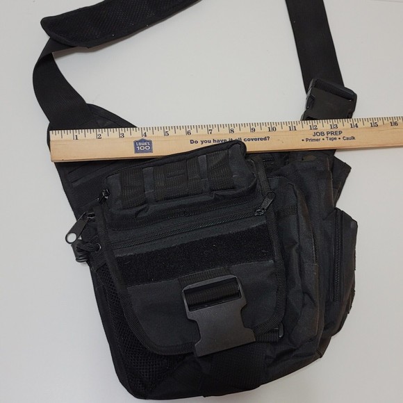Tactical MOLLE Hipster Sling Cross Body Bag Conceal Messenger Black Travel Pack - Picture 8 of 11